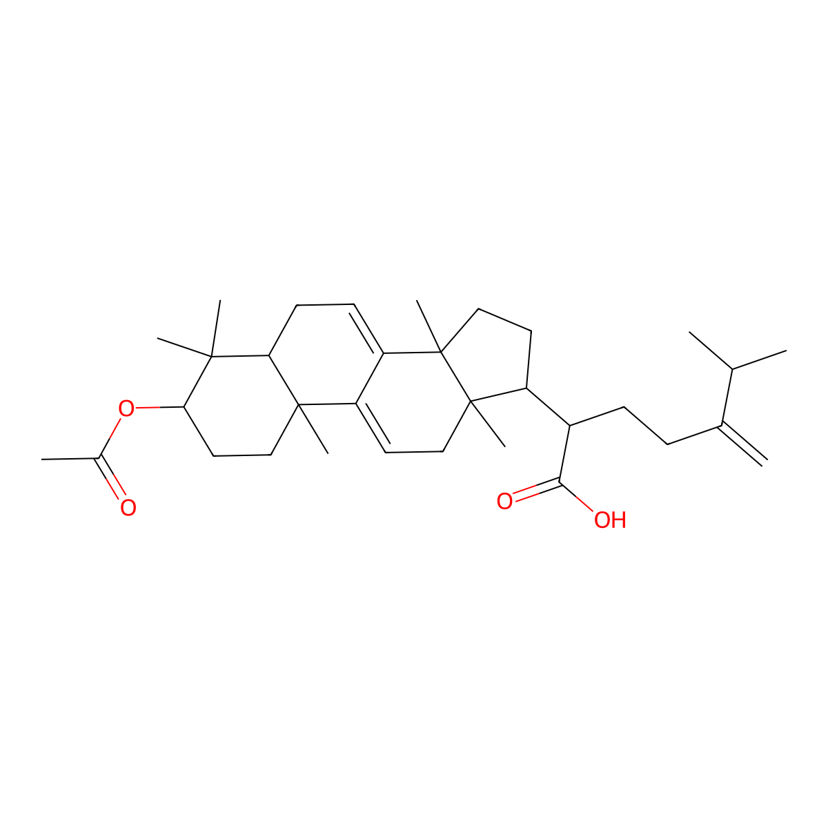 Dehydroeburicoic acid monoacetate molecular structure, CAS 77035-42-8