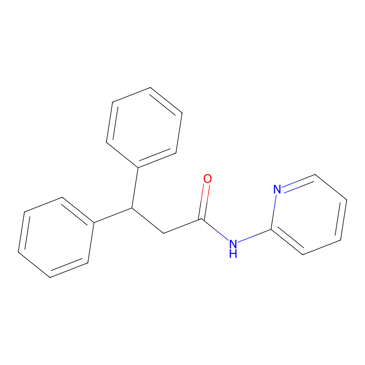 3,3-diphenyl-N-pyridin-2-ylpropanamide molecular structure, CAS 77038-53-0