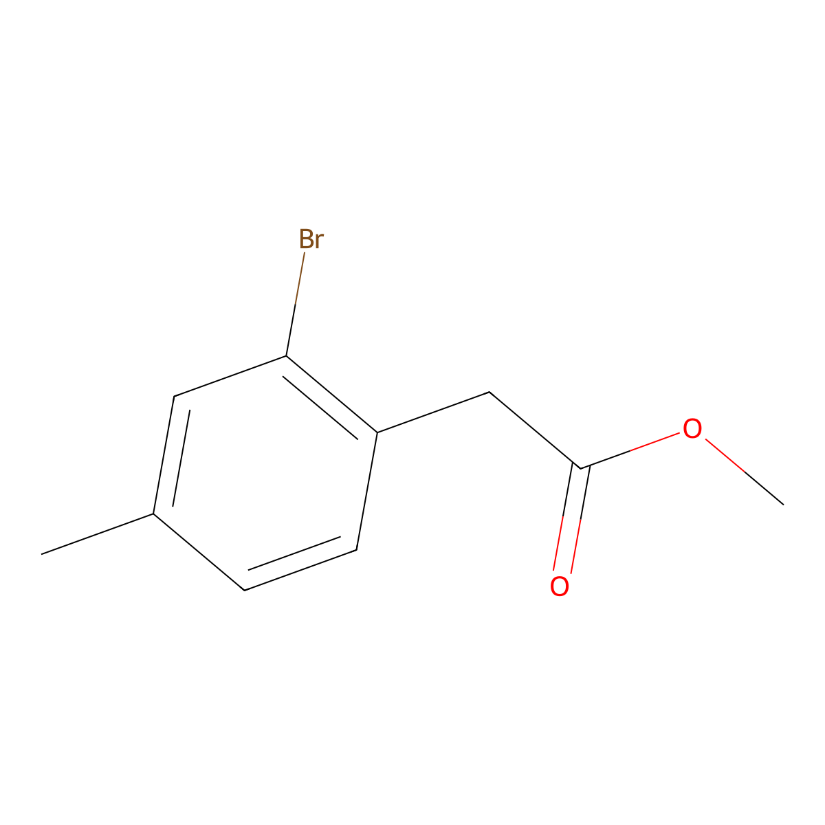 Methyl 2-(2-bromo-4-methylphenyl)acetate molecular structure, CAS 77053-52-2
