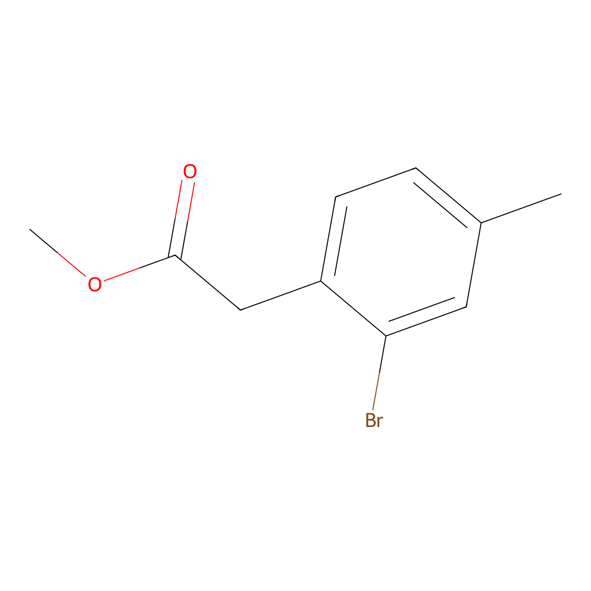 Methyl 2-(2-bromo-4-methylphenyl)acetate molecular structure, CAS 77053-52-2