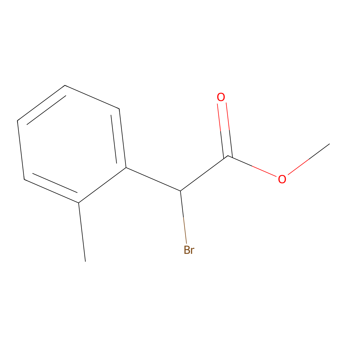 Methyl 2-bromo-2-(2-methylphenyl)acetate molecular structure, CAS 77053-54-4