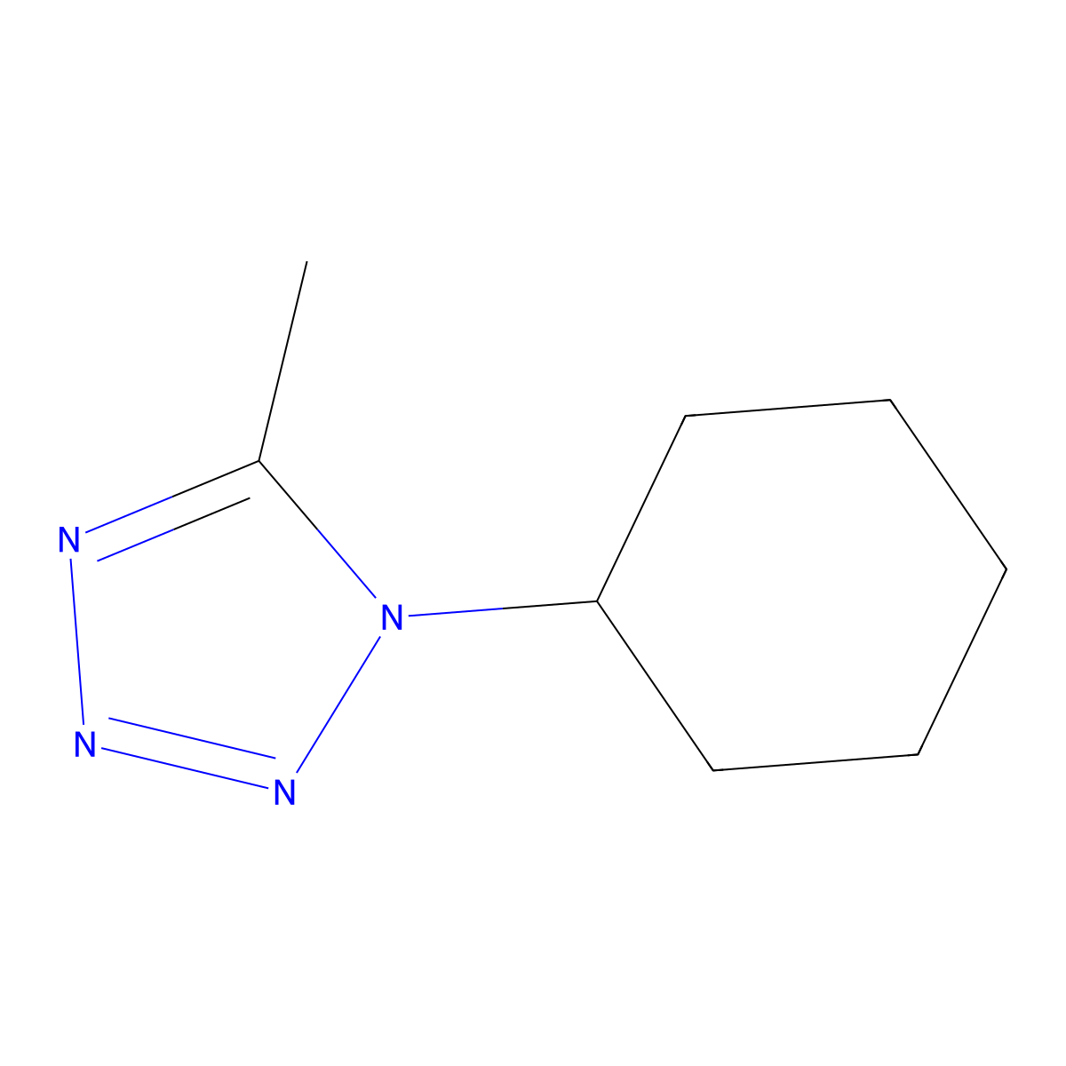 1H-Tetrazole, 1-cyclohexyl-5-methyl- molecular structure, CAS 7707-57-5