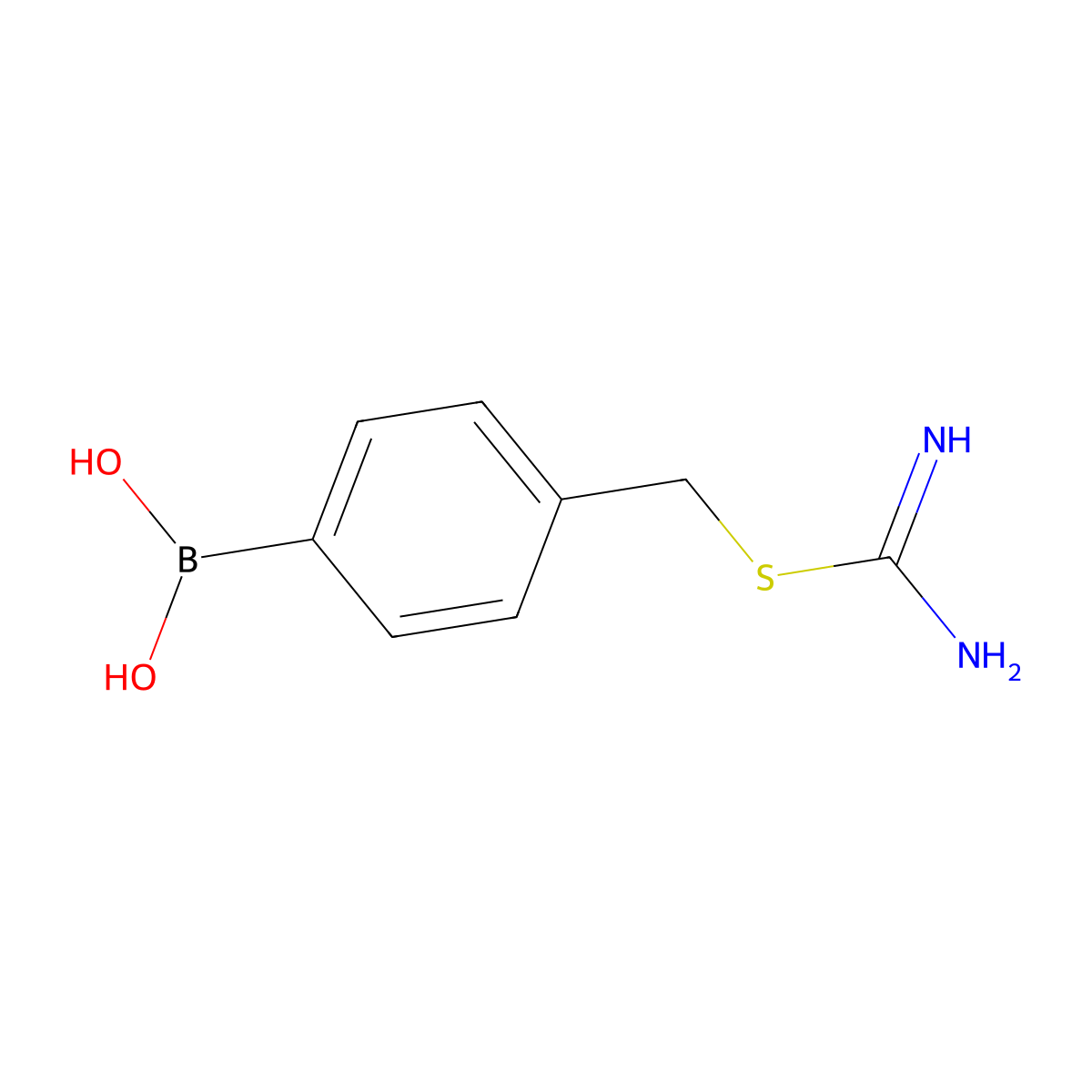 (4-((Carbamimidoylthio)methyl)phenyl)boronic acid molecular structure, CAS 770703-09-8