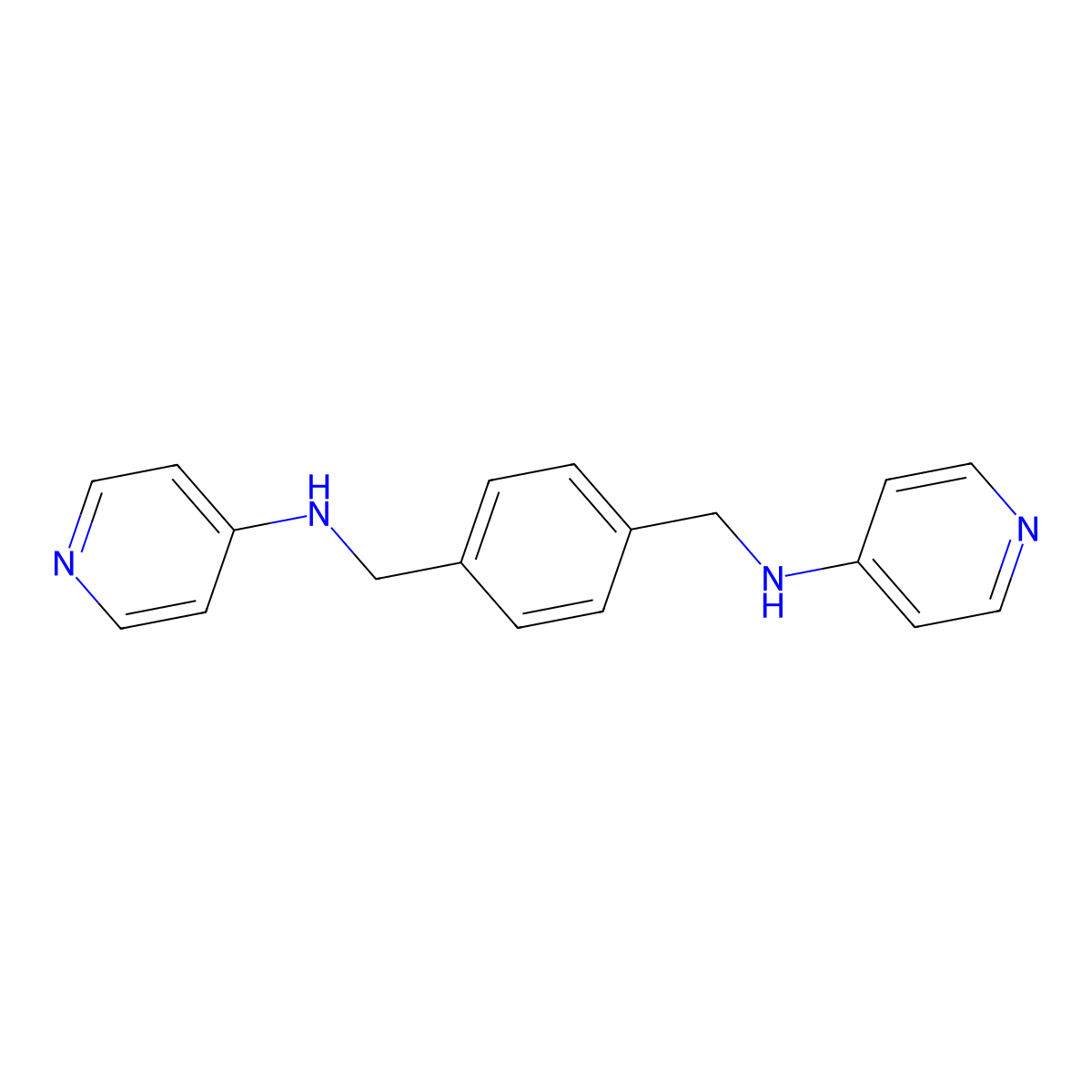 N,N'-(1,4-Phenylenebis(methylene))bis(pyridin-4-amine) molecular structure, CAS 770706-82-6