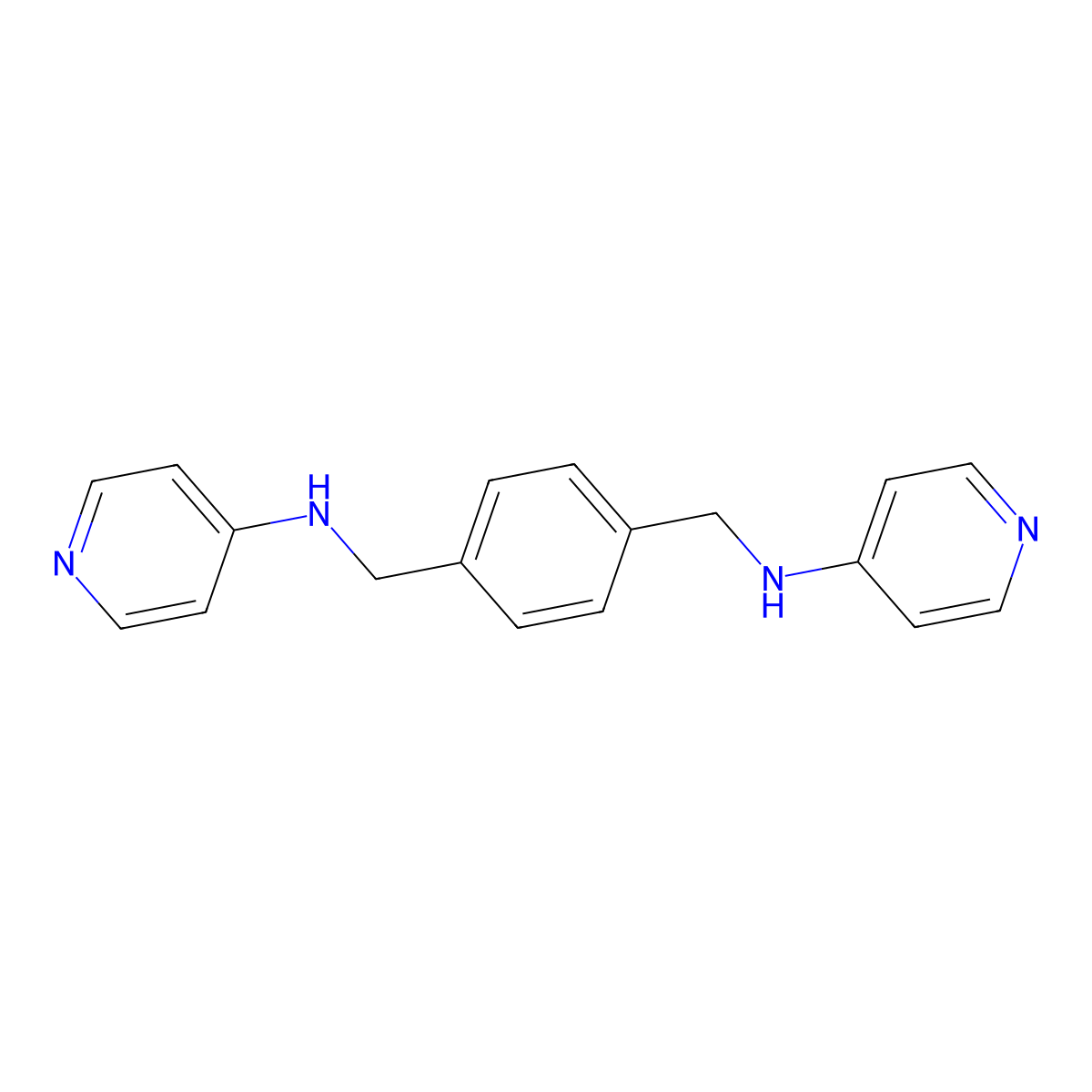 N,N'-(1,4-Phenylenebis(methylene))bis(pyridin-4-amine) molecular structure, CAS 770706-82-6
