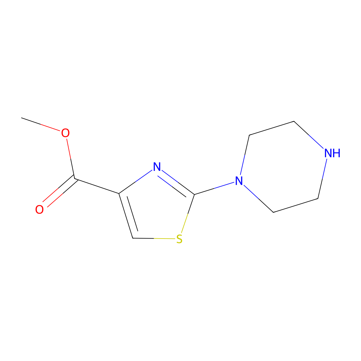 Methyl 2-(piperazin-1-yl)thiazole-4-carboxylate molecular structure, CAS 770709-67-6
