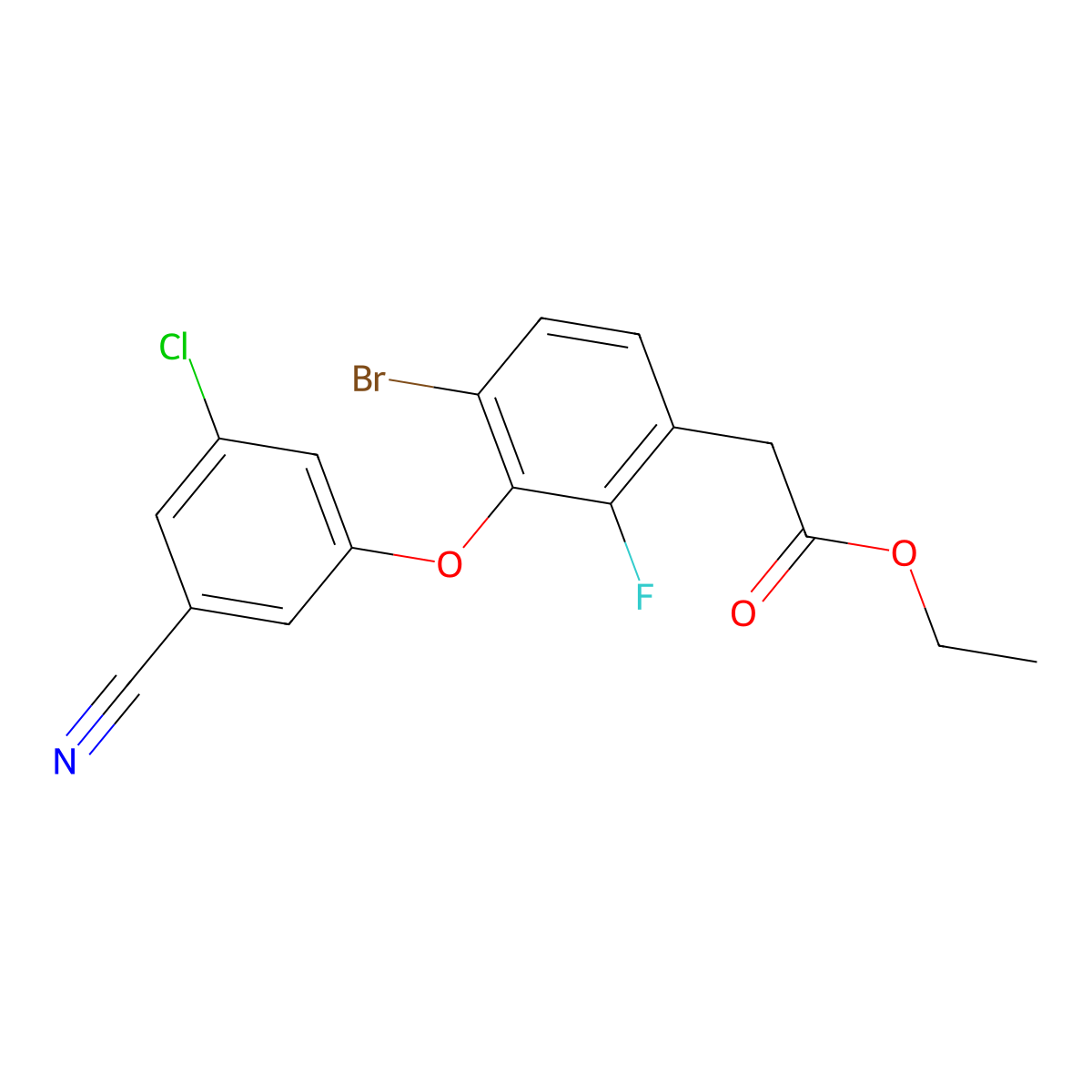 Ethyl 4-bromo-3-(3-chloro-5-cyanophenoxy)-2-fluorobenzeneacetate molecular structure, CAS 770719-12-5