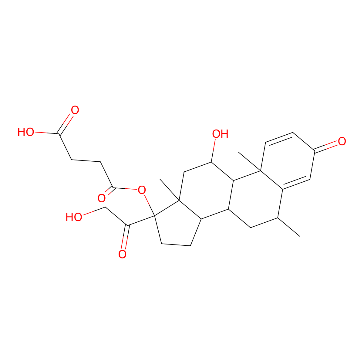 Methylprednisolone 17-hemisuccinate molecular structure, CAS 77074-42-1