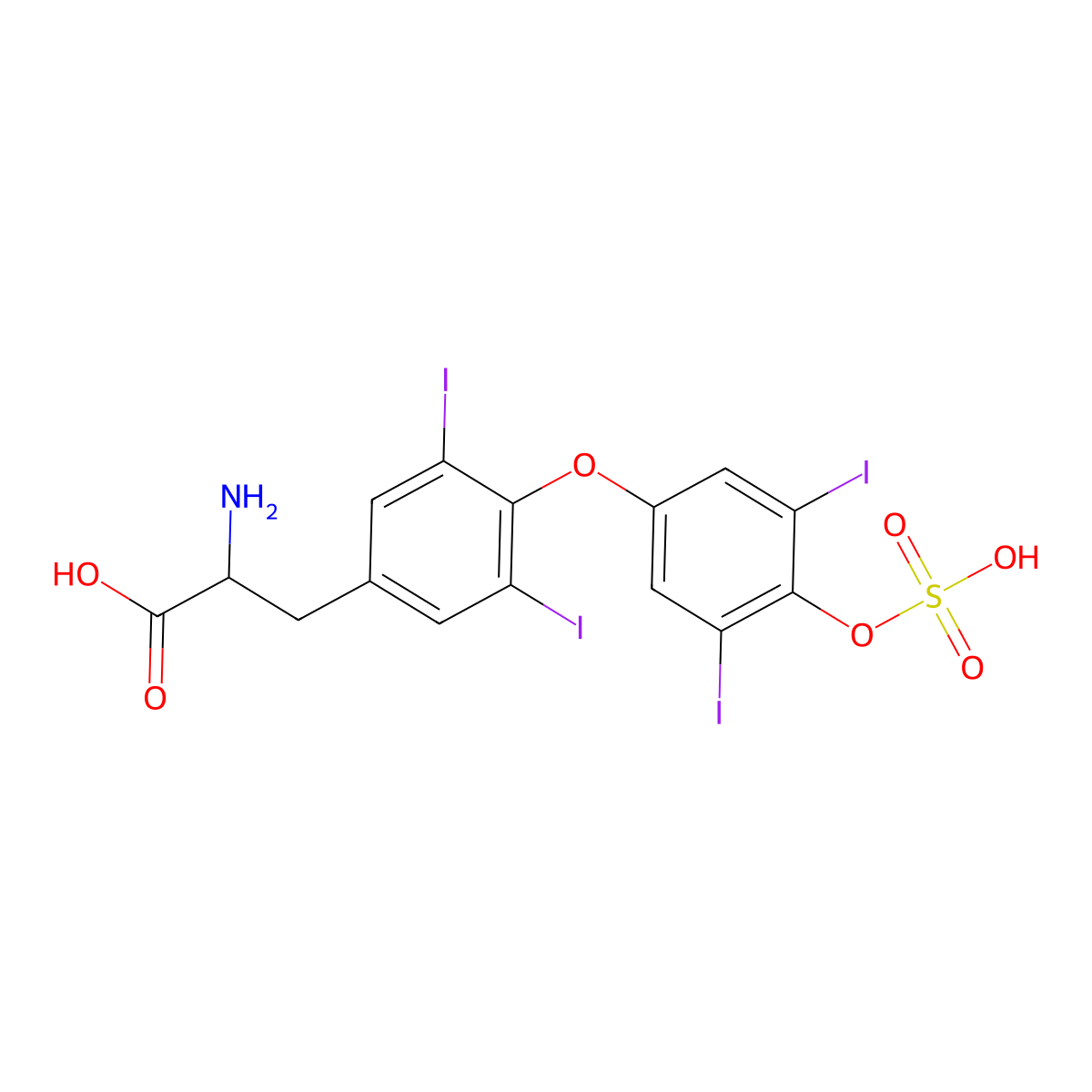 Thyroxine sulfate molecular structure, CAS 77074-49-8