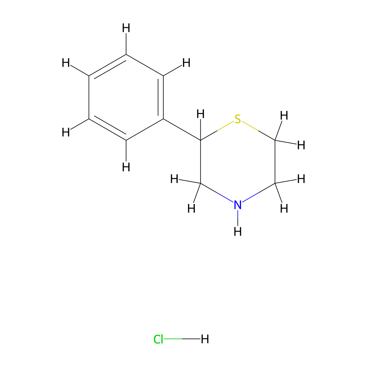 2-Phenylthiomorpholine hydrochloride molecular structure, CAS 77082-60-1