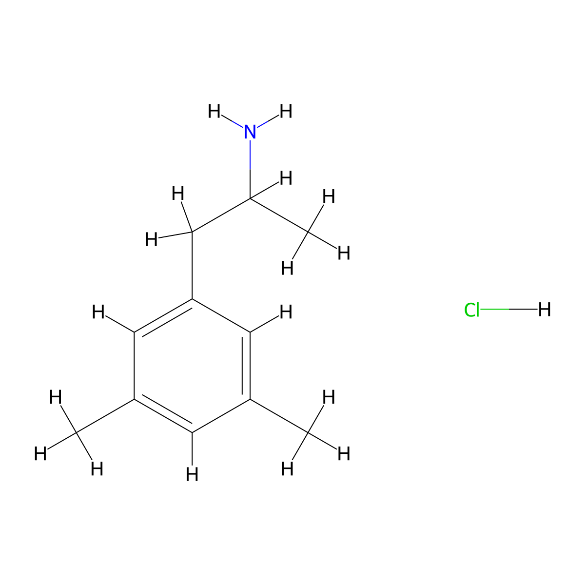 1-(3,5-Dimethylphenyl)propan-2-amine hydrochloride molecular structure, CAS 77083-30-8