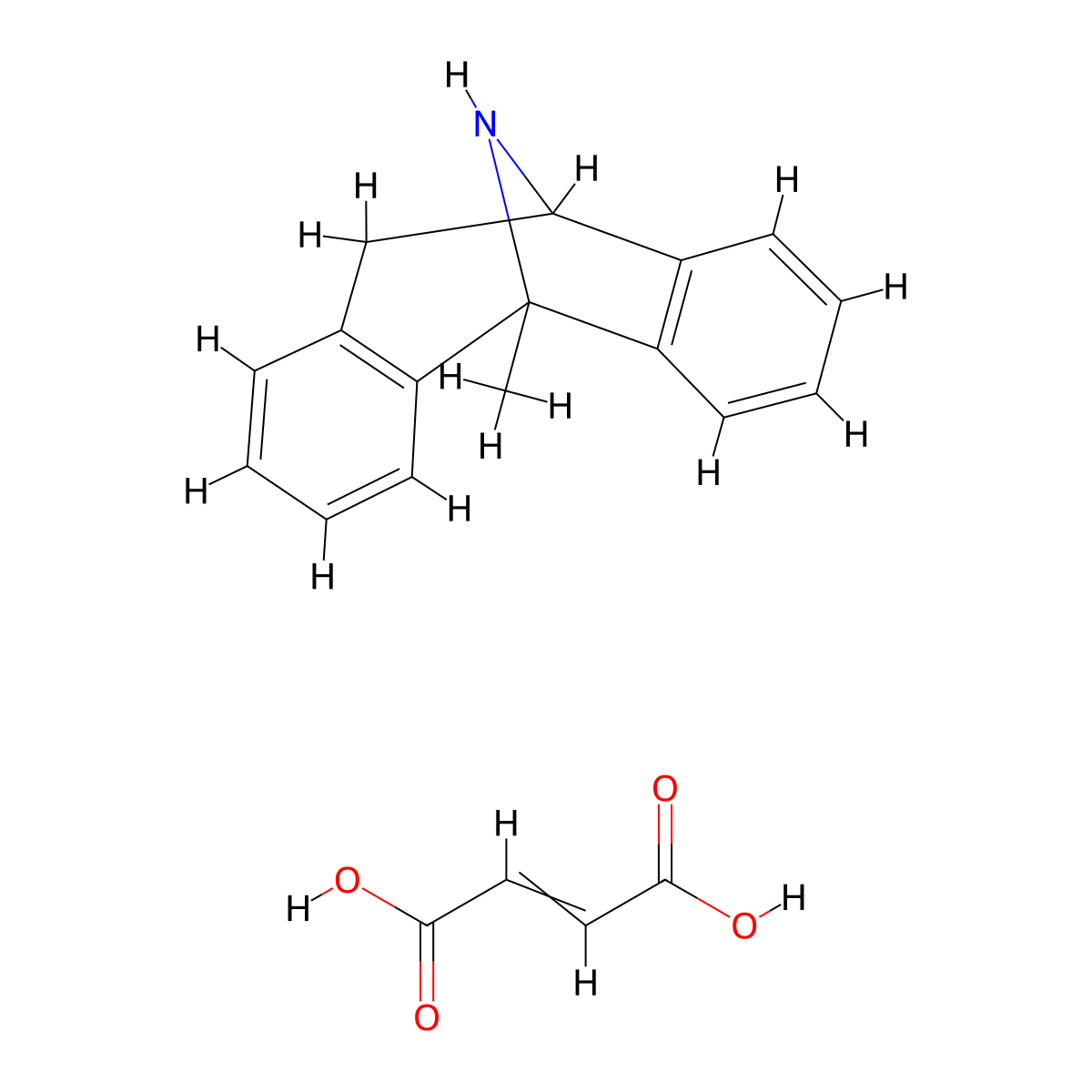 But-2-enedioic acid;1-methyl-16-azatetracyclo[7.6.1.02,7.010,15]hexadeca-2,4,6,10,12,14-hexaene molecular structure, CAS 77086-19-2