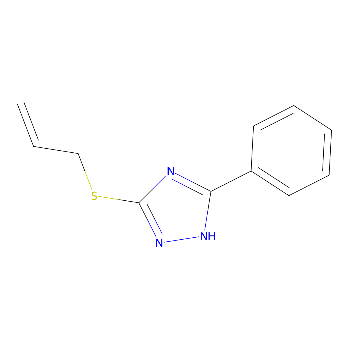 5-phenyl-3-prop-2-enylsulfanyl-1H-1,2,4-triazole molecular structure, CAS 77086-31-8