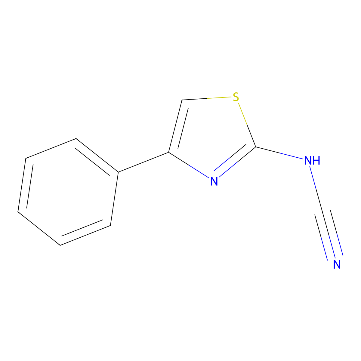 (4-Phenyl-1,3-thiazol-2-yl)cyanamide molecular structure, CAS 7709-52-6