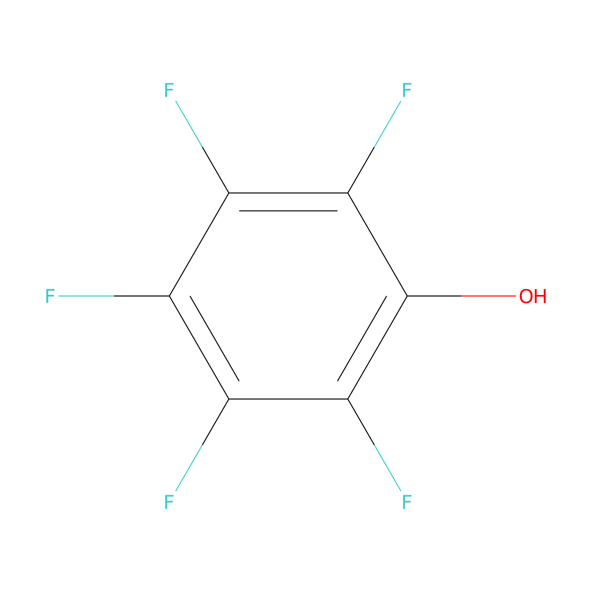 Pentafluorophenol molecular structure, CAS 771-61-9