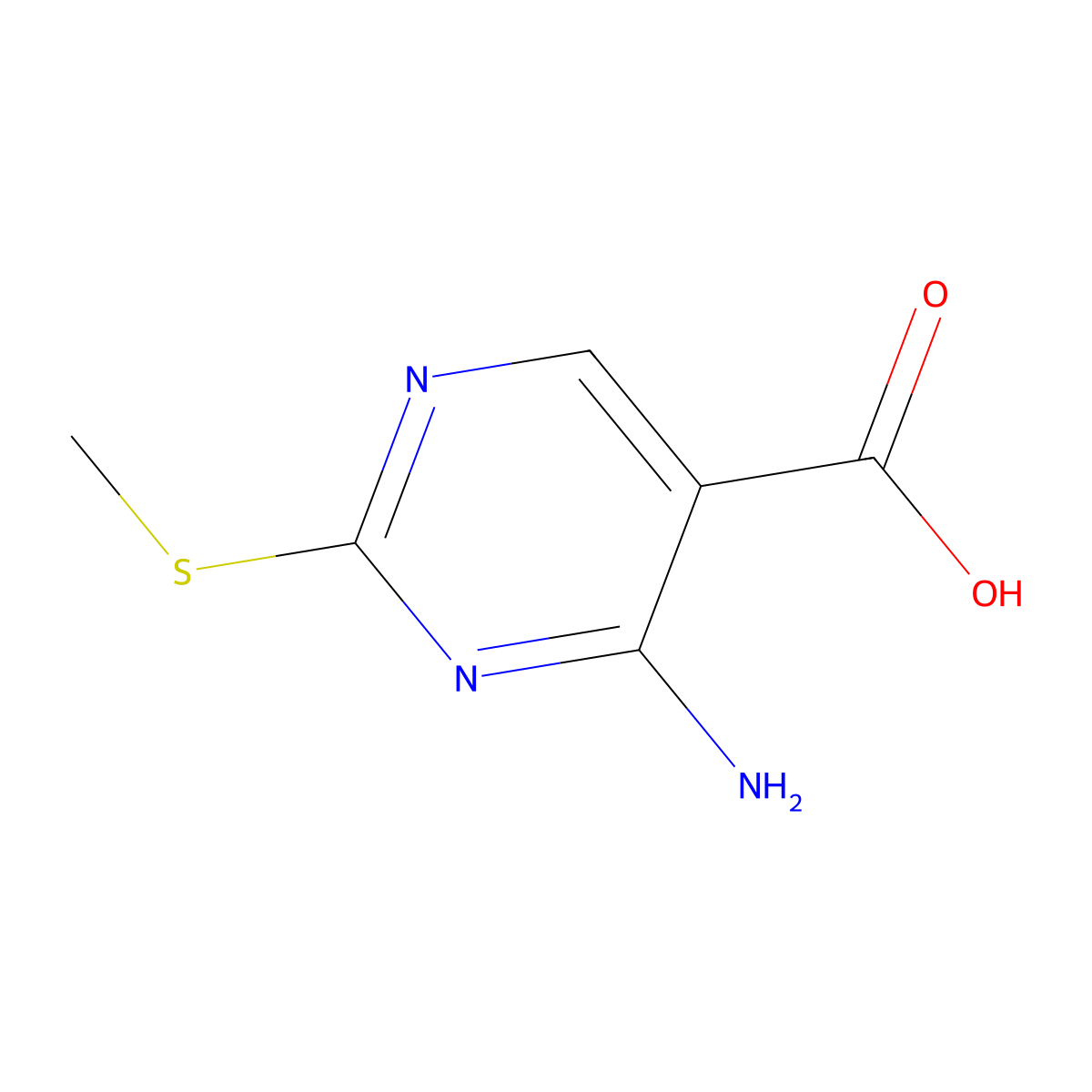 4-Amino-2-(methylthio)pyrimidine-5-carboxylic acid molecular structure, CAS 771-81-3