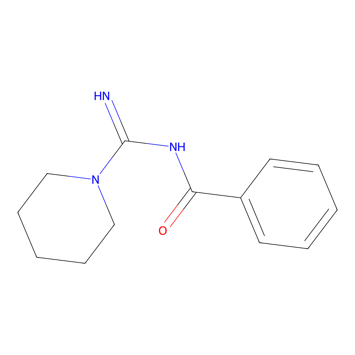 Benzamide, N-(imino-1-piperidinylmethyl)- molecular structure, CAS 7710-25-0