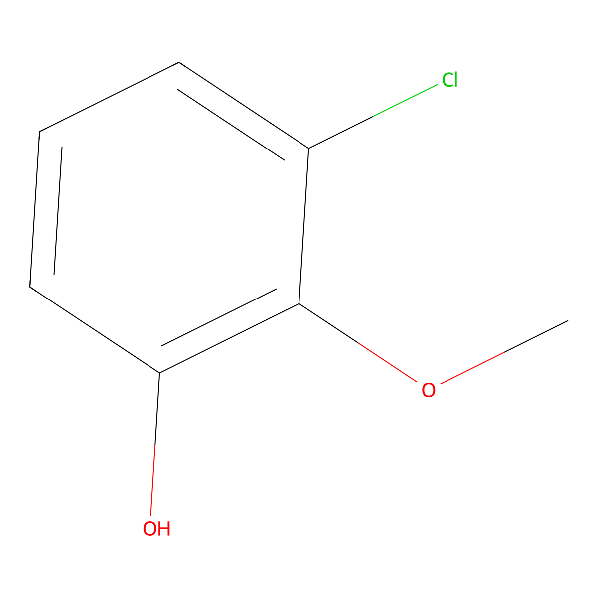 3-Chloro-2-methoxyphenol molecular structure, CAS 77102-92-2