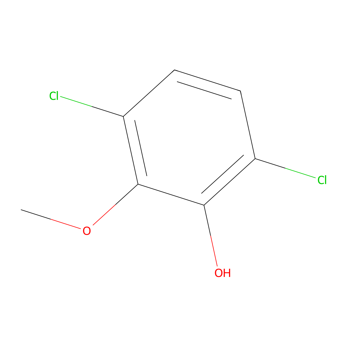 3,6-Dichloro-2-methoxyphenol molecular structure, CAS 77102-93-3