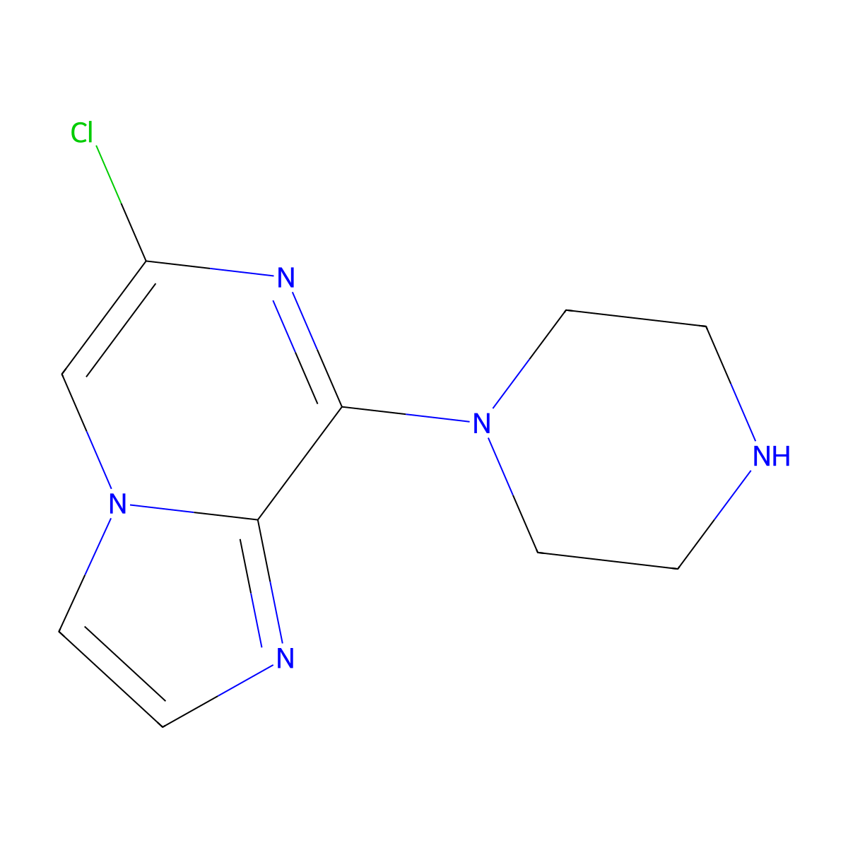 6-Chloro-8-(piperazin-1-yl)imidazo[1,2-a]pyrazine molecular structure, CAS 77111-80-9