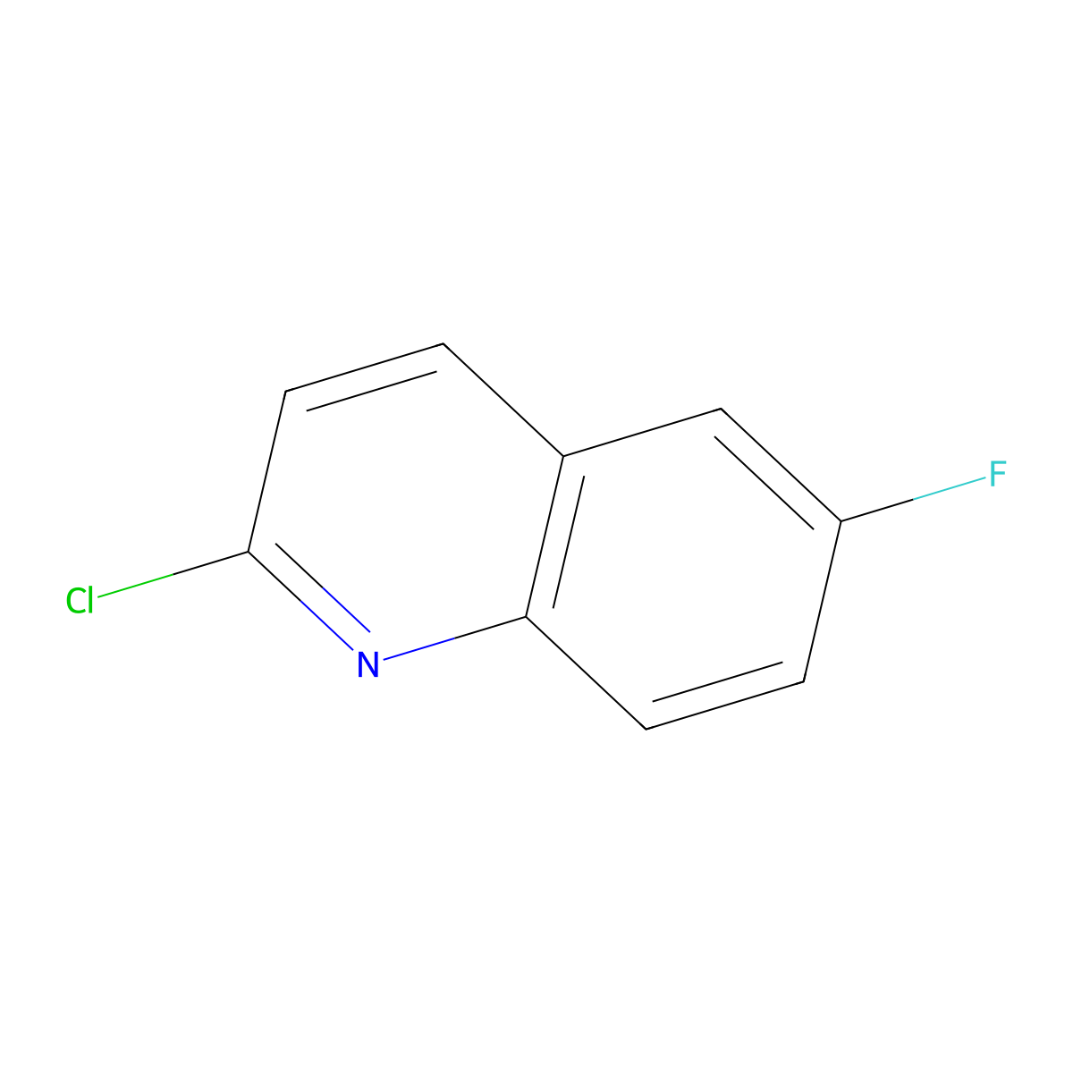 2-Chloro-6-fluoroquinoline molecular structure, CAS 77119-53-0