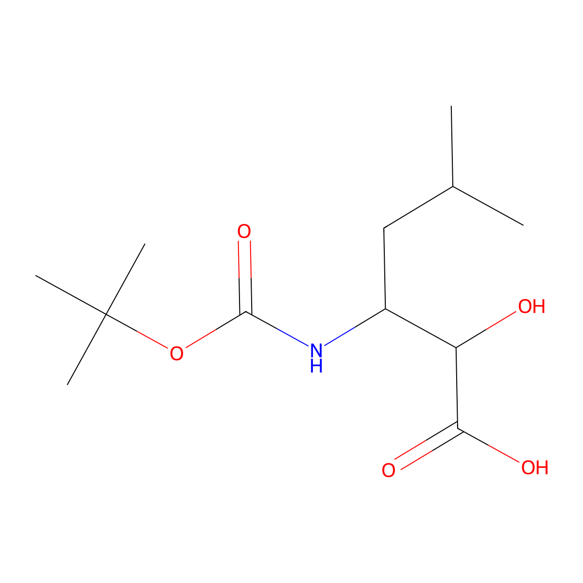 3-{[(Tert-butoxy)carbonyl]amino}-2-hydroxy-5-methylhexanoic acid molecular structure, CAS 77119-88-1