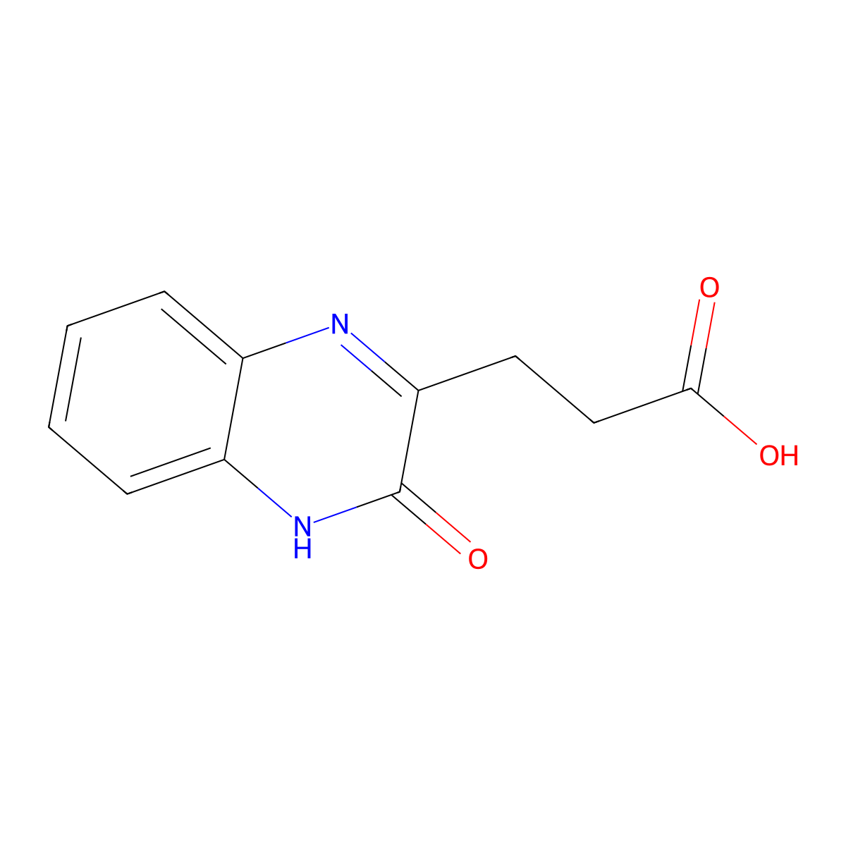 3-Hydroxy-2-quinoxalinepropionic acid molecular structure, CAS 7712-28-9