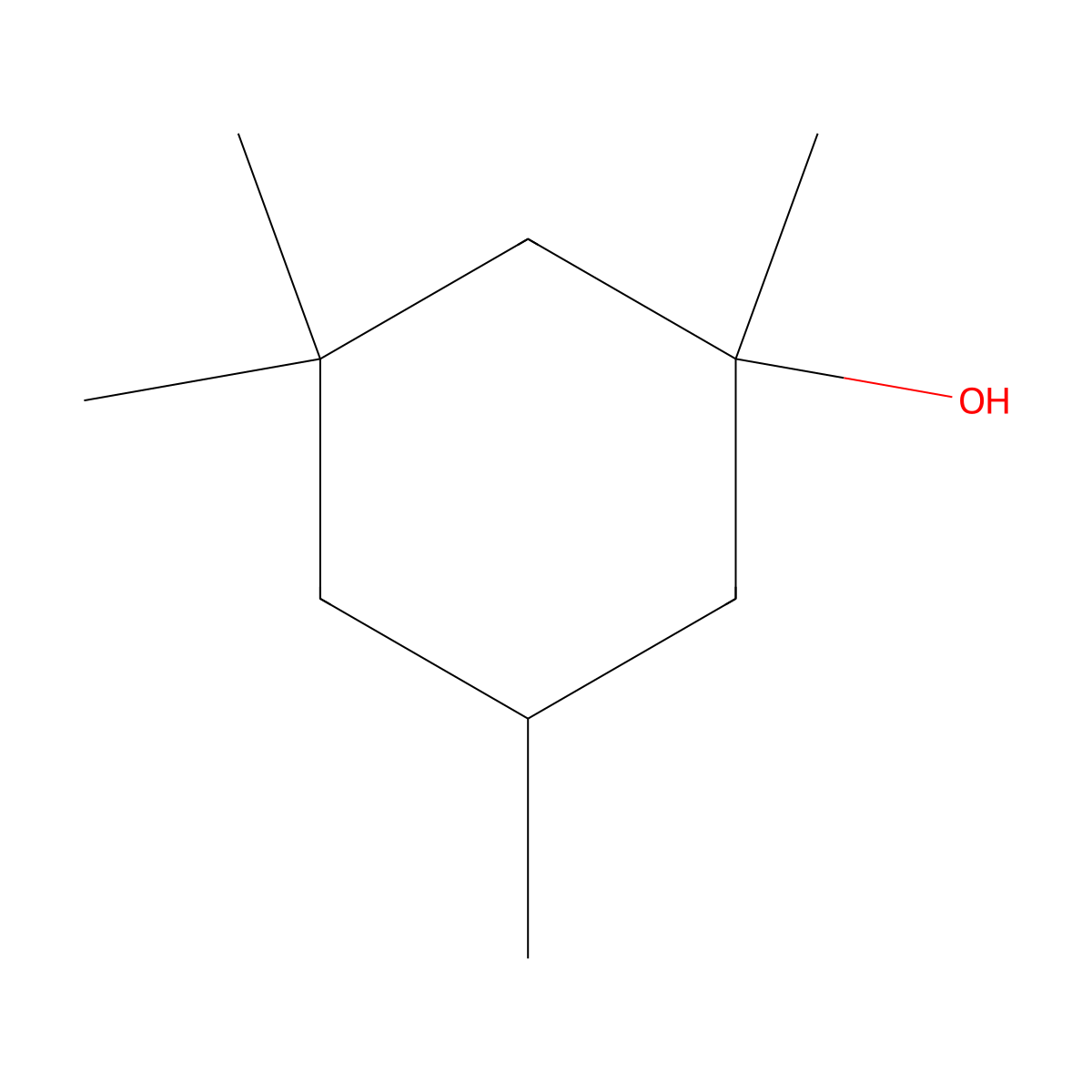 1,3,3,5-Tetramethylcyclohexan-1-ol molecular structure, CAS 77120-09-3