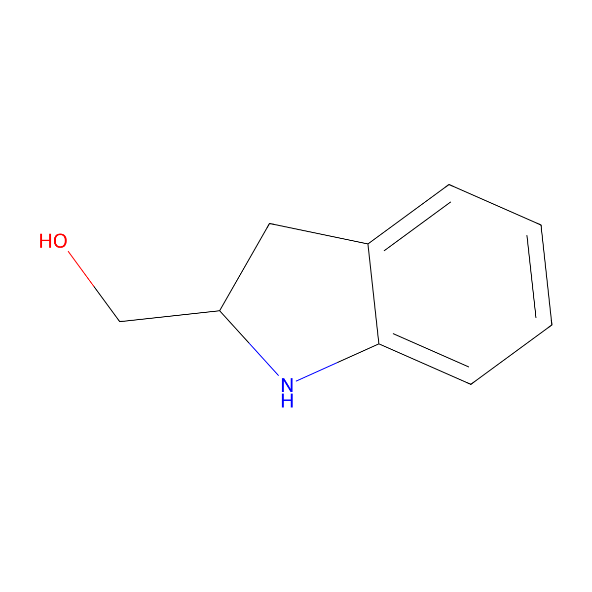 (2R)-2,3-dihydro-1H-indol-2-ylmethanol molecular structure, CAS 77122-21-5