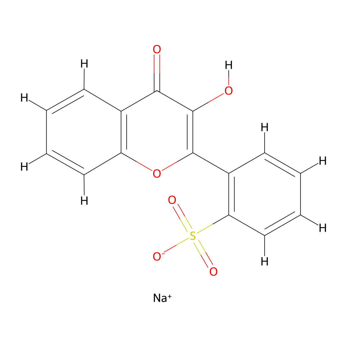 Sodium 2-(3-hydroxy-4-oxo-4H-1-benzopyran-2-yl)benzene-1-sulfonate molecular structure, CAS 77125-87-2