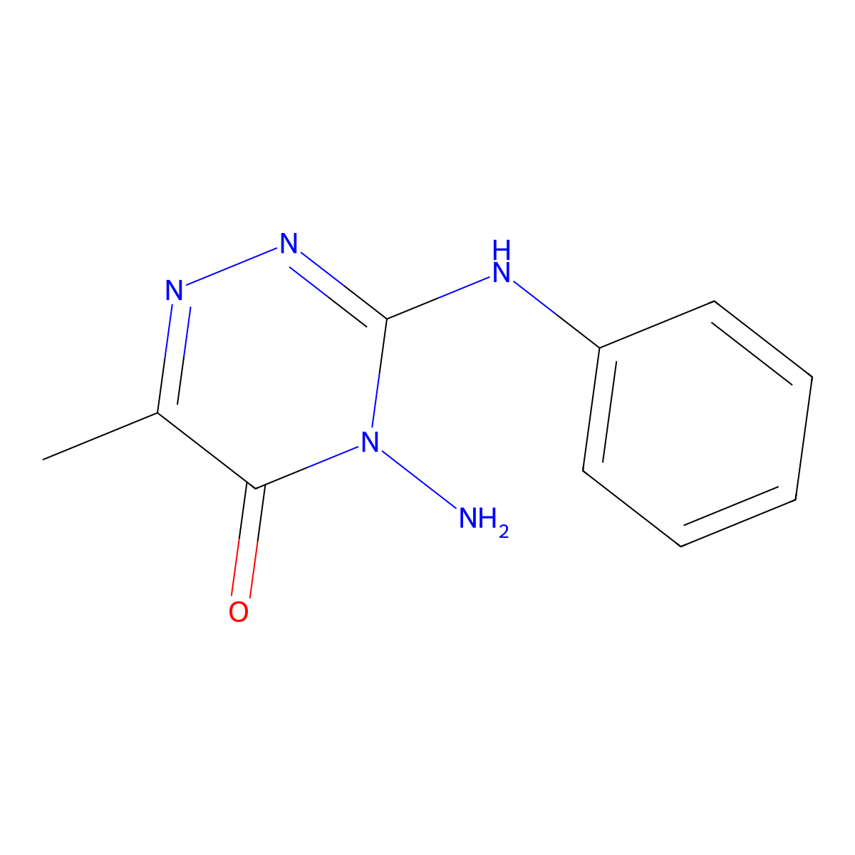 4-amino-6-methyl-3-(phenylamino)-1,2,4-triazin-5(4H)-one molecular structure, CAS 77126-84-2
