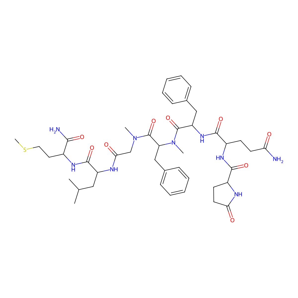 substance P (5-11), pGlu(5)-MePhe(8)-MeGly(9)- molecular structure, CAS 77128-69-9