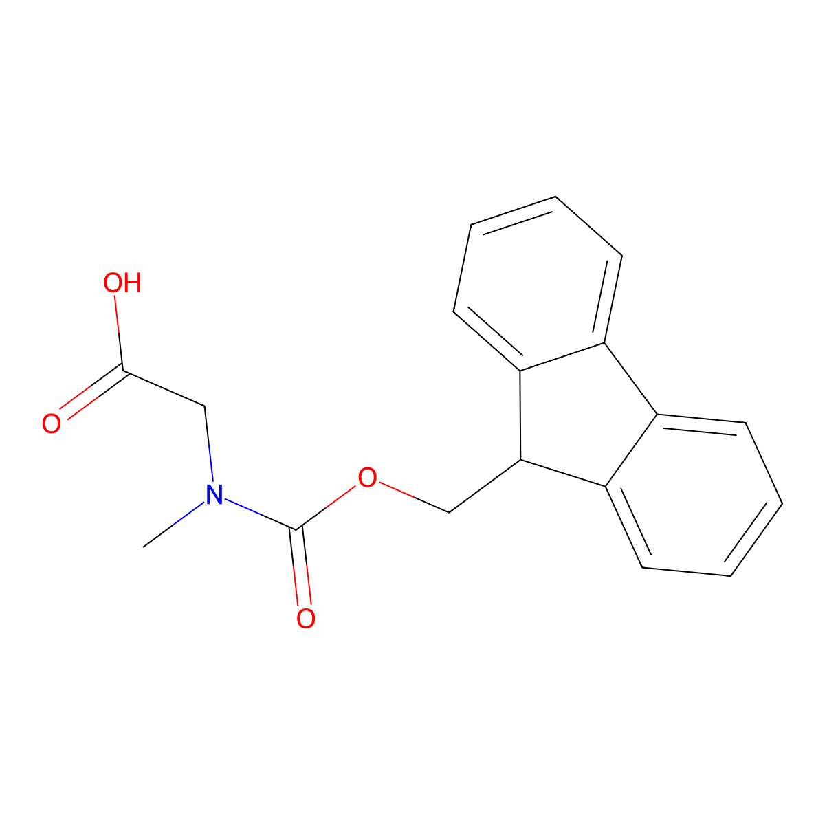 2-((((9H-fluoren-9-yl)methoxy)carbonyl)(methyl)amino)acetic acid molecular structure, CAS 77128-70-2