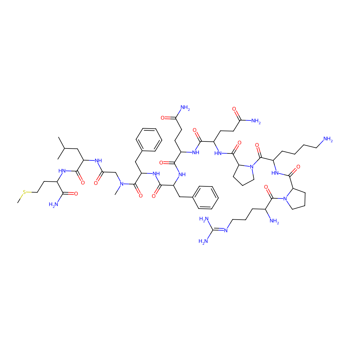Arg-Pro-Lys-Pro-Gln-Gln-Phe-Phe-Sar-Leu-Met-NH2 molecular structure, CAS 77128-75-7