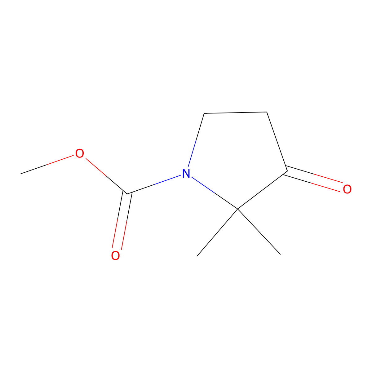 Methyl 2,2-dimethyl-3-oxopyrrolidine-1-carboxylate molecular structure, CAS 77130-93-9