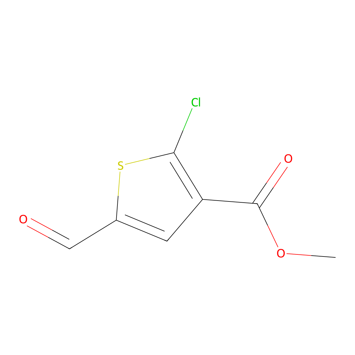 Methyl 2-chloro-5-formylthiophene-3-carboxylate molecular structure, CAS 77133-20-1