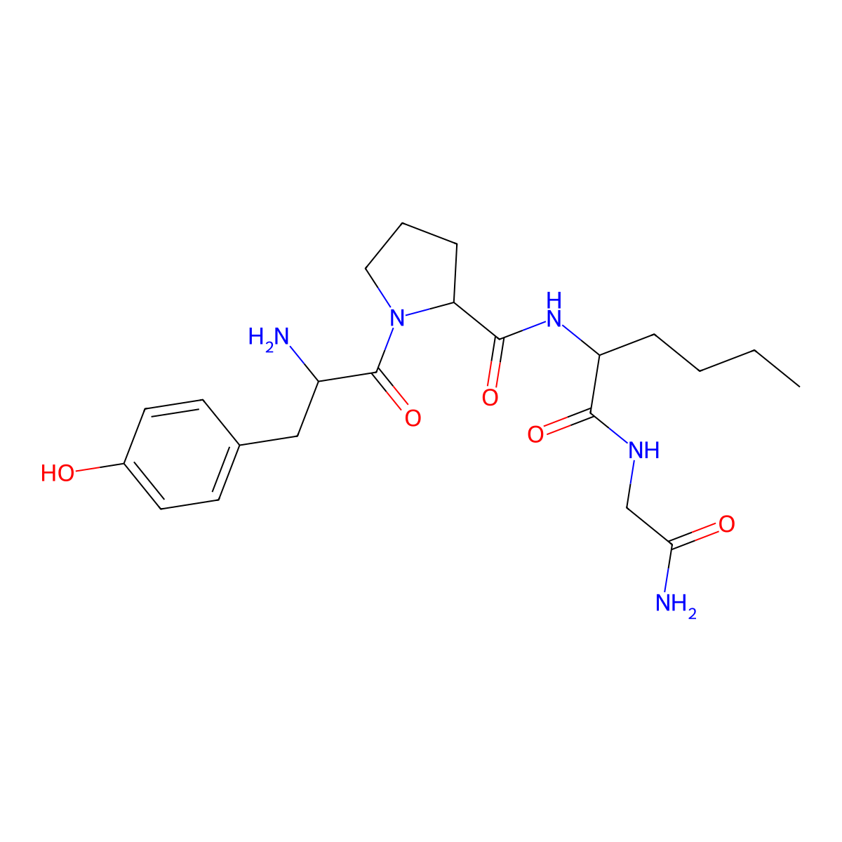 Tyrosyl-prolyl-leucyl-glycinamide molecular structure, CAS 77133-61-0