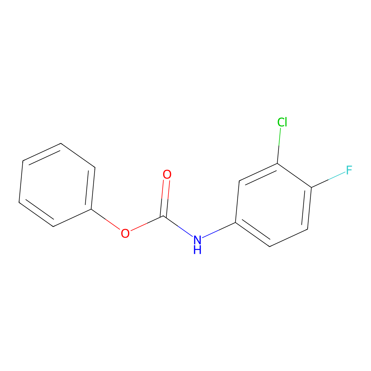 phenyl N-(3-chloro-4-fluorophenyl)carbamate molecular structure, CAS 77140-73-9