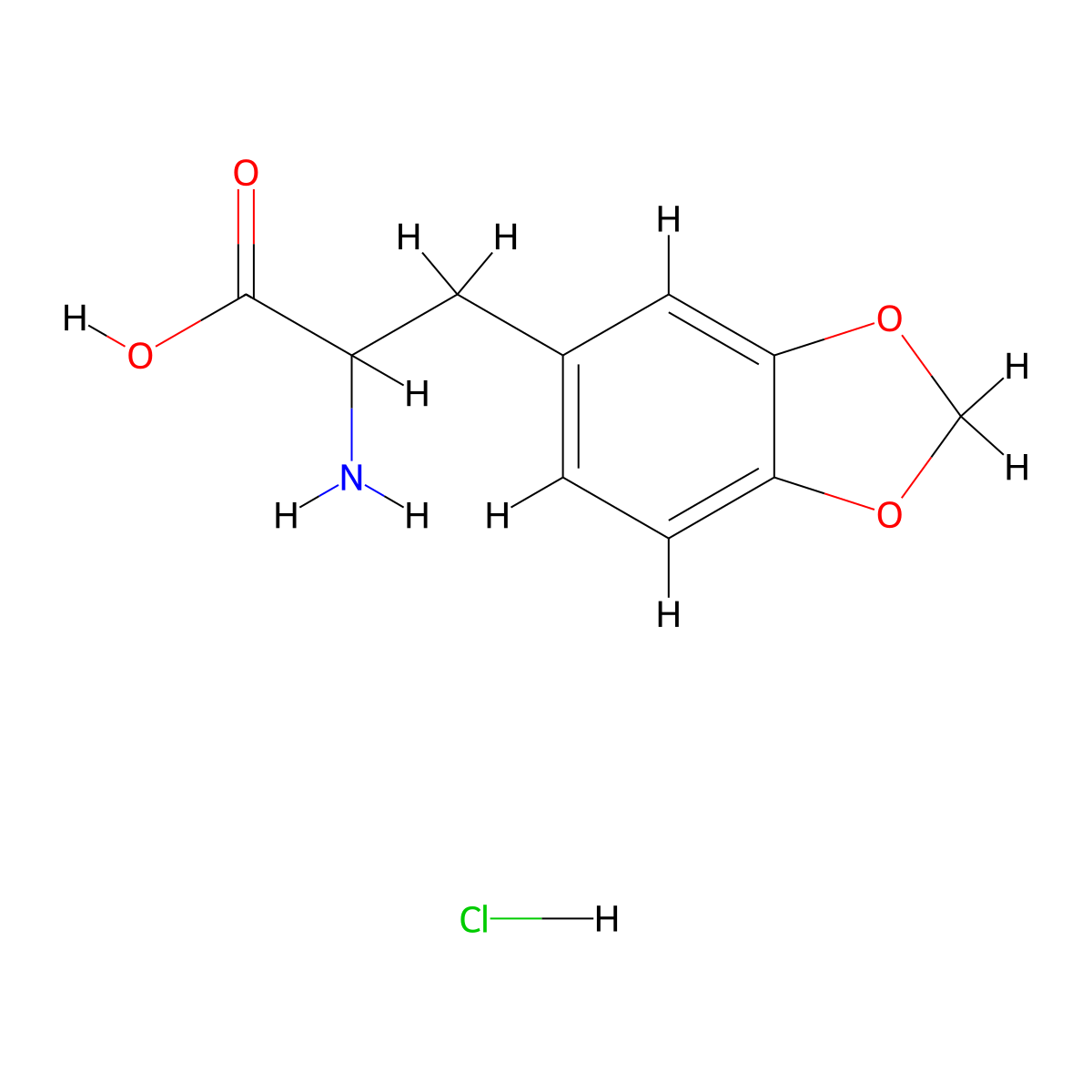 2-Amino-3-(benzo[d][1,3]dioxol-5-yl)propanoic acid hydrochloride molecular structure, CAS 77140-84-2