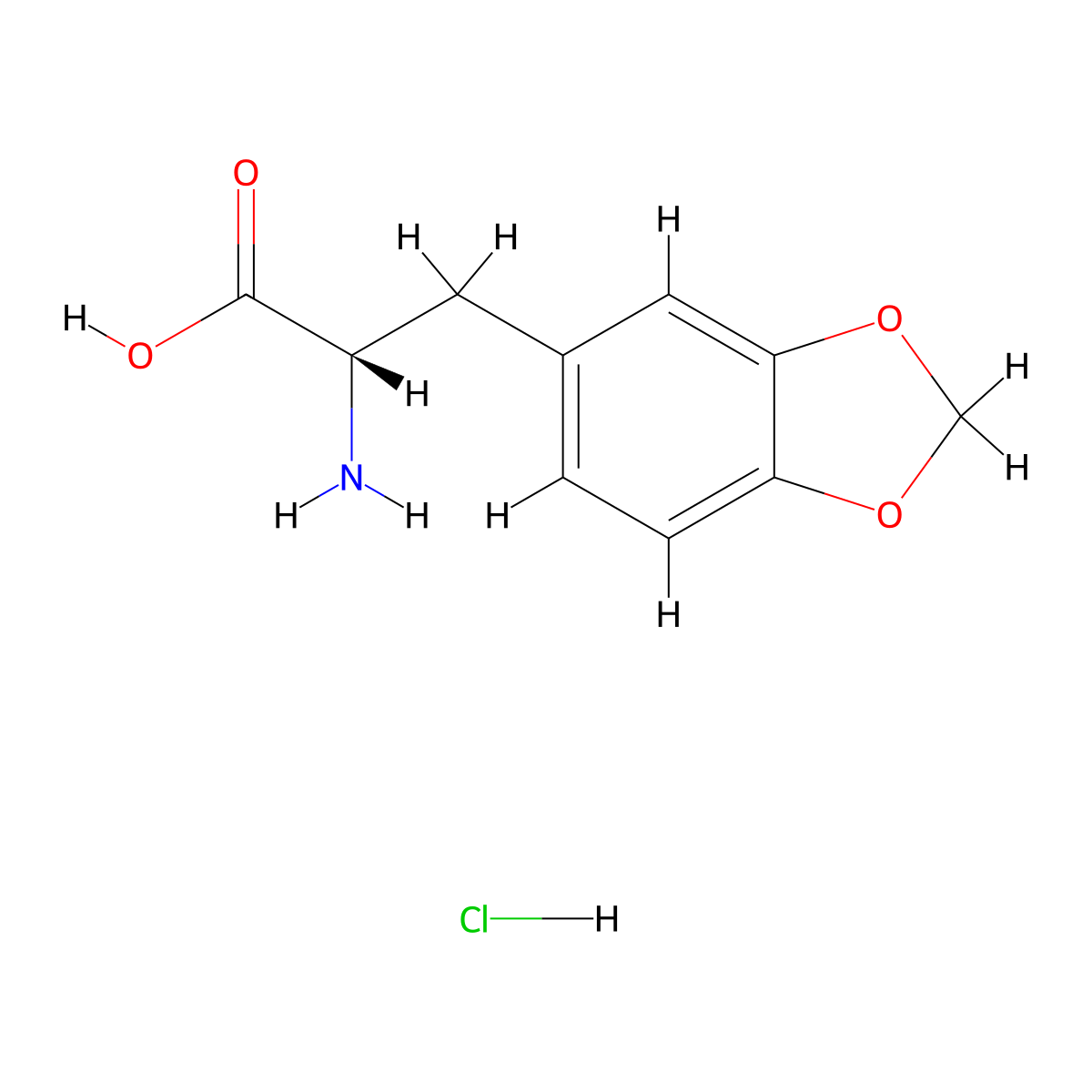 (S)-2-Amino-3-(benzo[d][1,3]dioxol-5-yl)propanoic acid hydrochloride molecular structure, CAS 77141-01-6