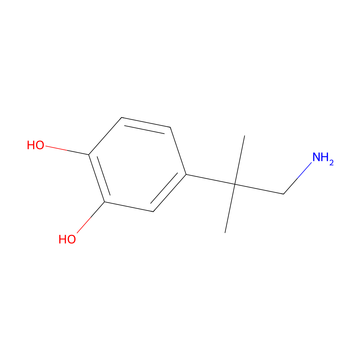 4-(1-Amino-2-methylpropan-2-yl)benzene-1,2-diol molecular structure, CAS 771419-60-4