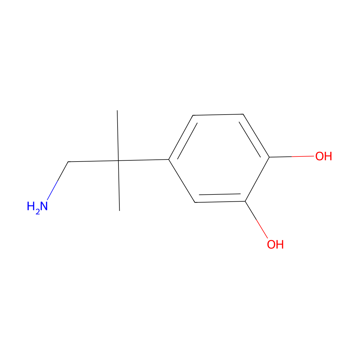4-(1-Amino-2-methylpropan-2-yl)benzene-1,2-diol molecular structure, CAS 771419-60-4