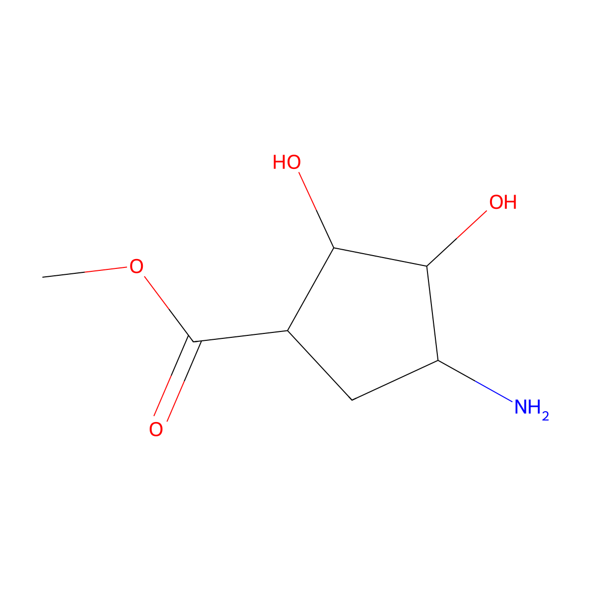 methyl (1S,2R,3S,4R)-4-amino-2,3-dihydroxycyclopentane-1-carboxylate molecular structure, CAS 771428-01-4