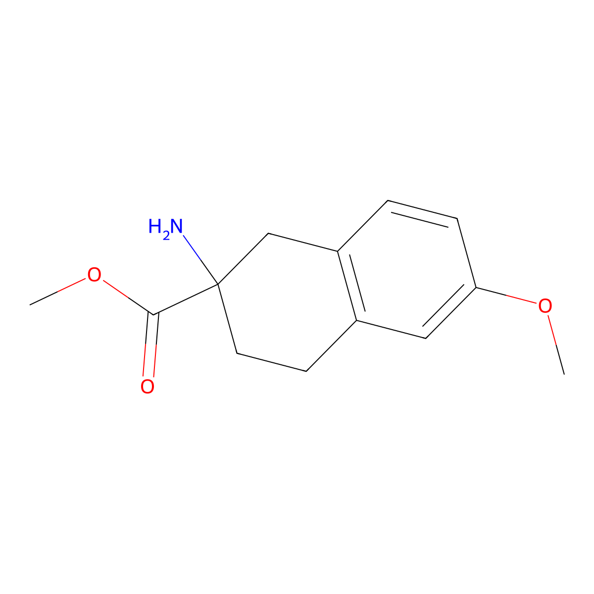 Methyl 2-amino-6-methoxy-1,2,3,4-tetrahydronaphthalene-2-carboxylate molecular structure, CAS 771431-06-2