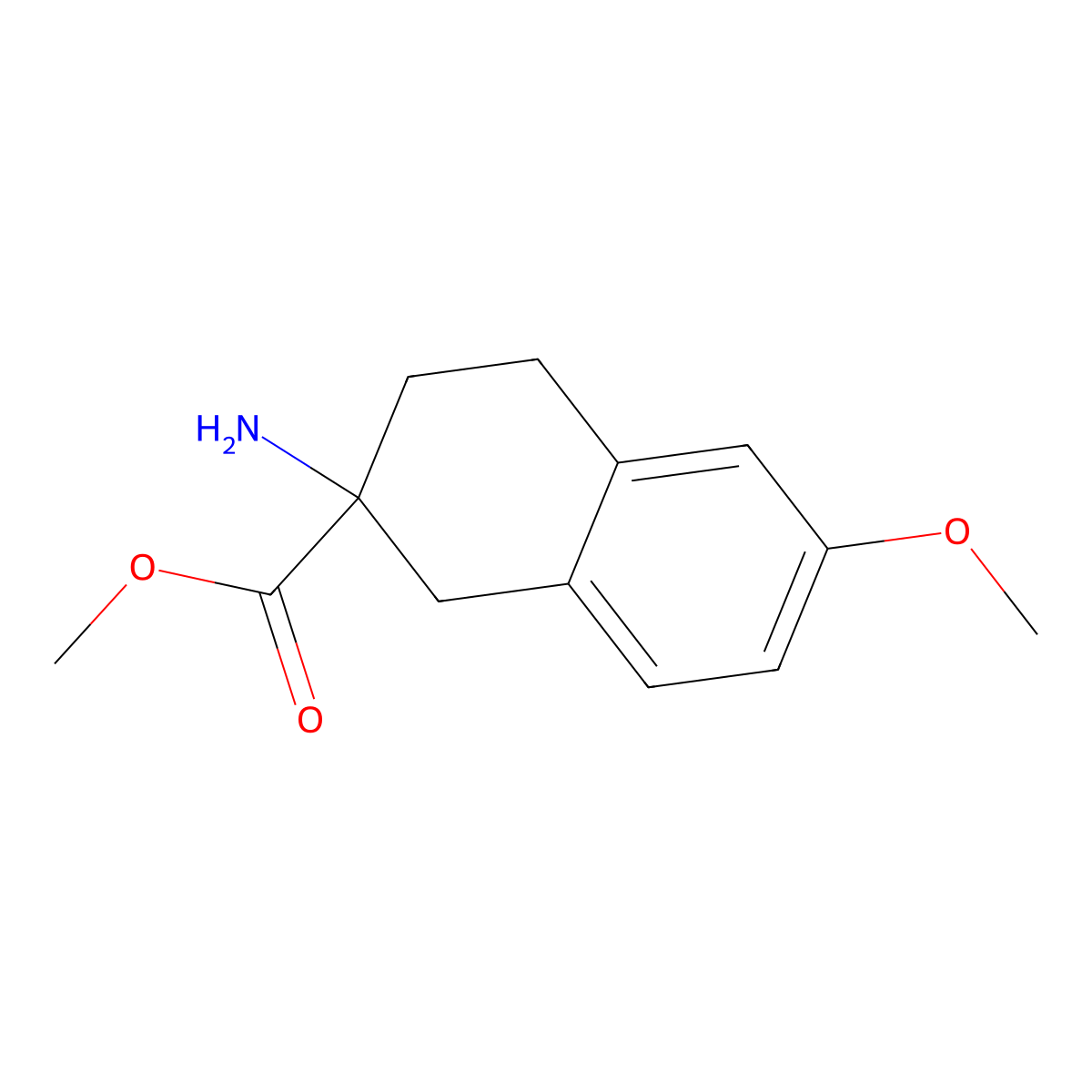 Methyl 2-amino-6-methoxy-1,2,3,4-tetrahydronaphthalene-2-carboxylate molecular structure, CAS 771431-06-2