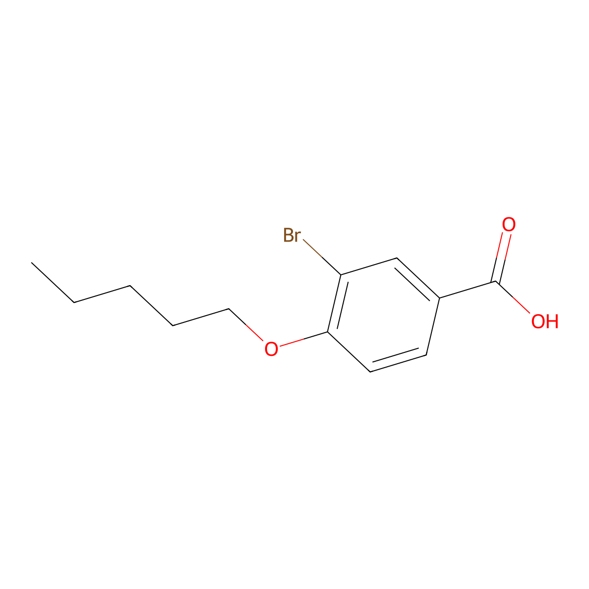 3-Bromo-4-(pentyloxy)benzoic acid molecular structure, CAS 77146-48-6