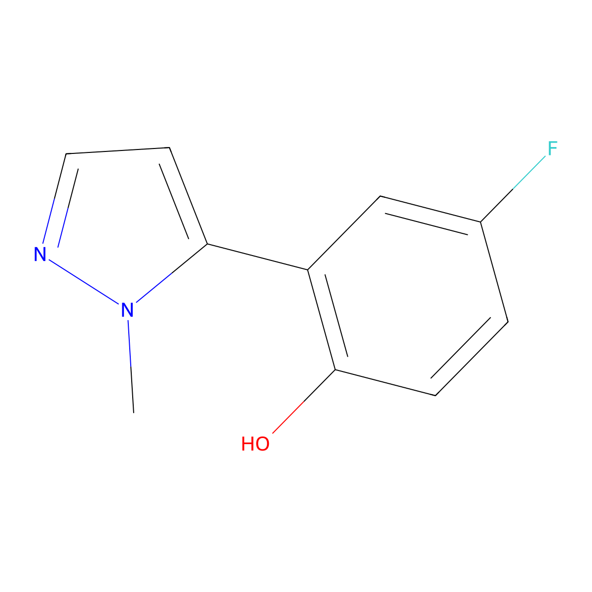 4-fluoro-2-(1-methyl-1H-pyrazol-5-yl)phenol molecular structure, CAS 771483-74-0
