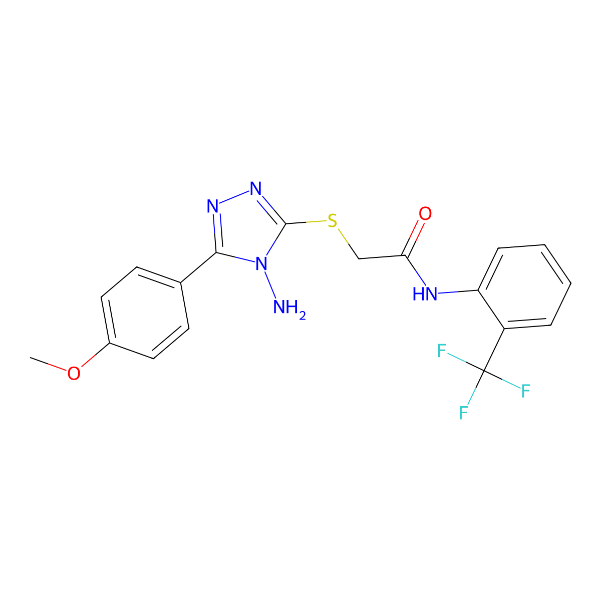 2-{[4-amino-5-(4-methoxyphenyl)-4H-1,2,4-triazol-3-yl]sulfanyl}-N-[2-(trifluoromethyl)phenyl]acetamide molecular structure, CAS 771490-39-2
