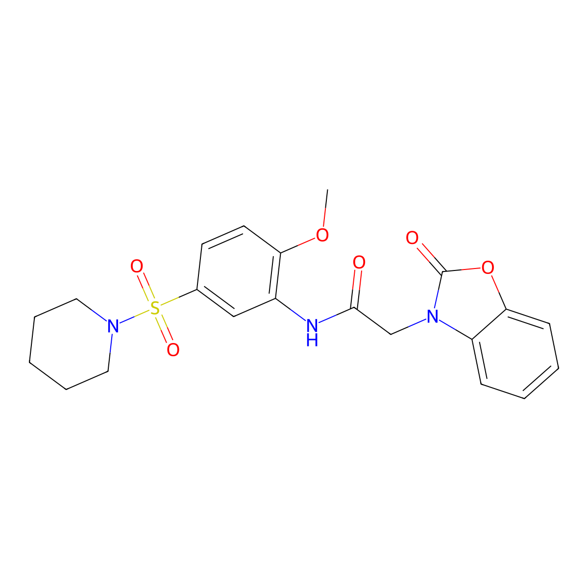 N-(2-Methoxy-5-(piperidin-1-ylsulfonyl)phenyl)-2-(2-oxobenzo[d]oxazol-3(2H)-yl)acetamide molecular structure, CAS 771498-80-7