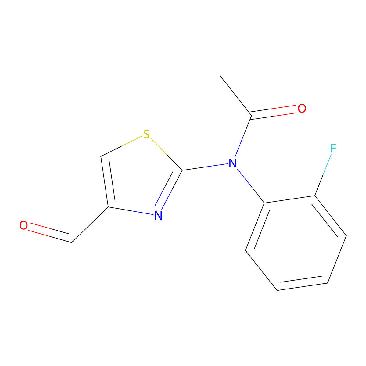 N-(2-fluorophenyl)-N-(4-formyl-1,3-thiazol-2-yl)acetamide molecular structure, CAS 771499-48-0